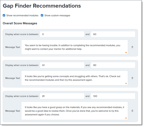 Gap Finder Custom Messages