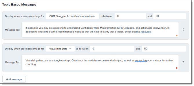 Gap Finder Topic-Based Messages
