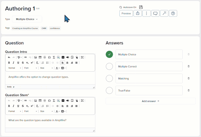 Changing Question Type