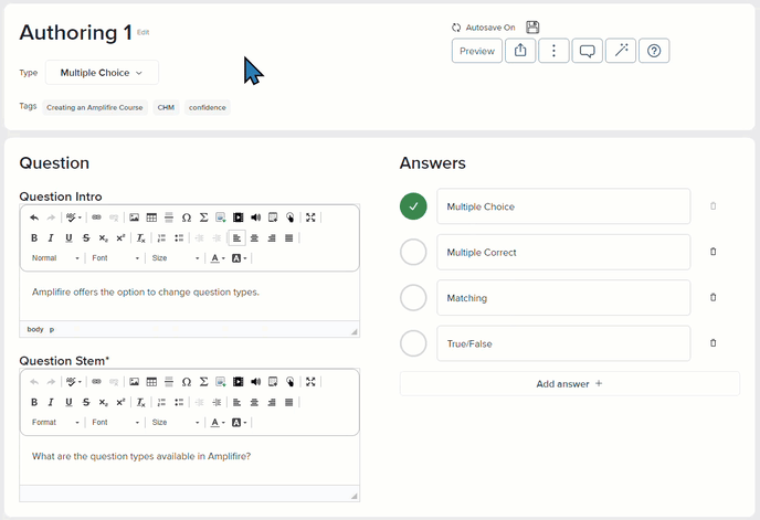 Changing Question Type