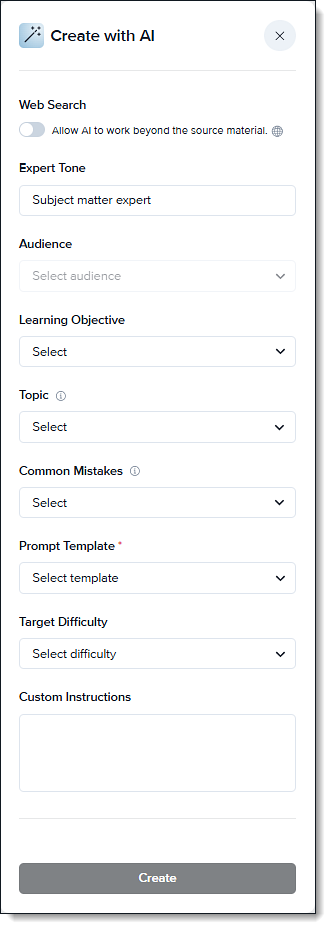 ai assistant create with ai full panel_knowledge base_using the question page icons_2025-august-21_tje