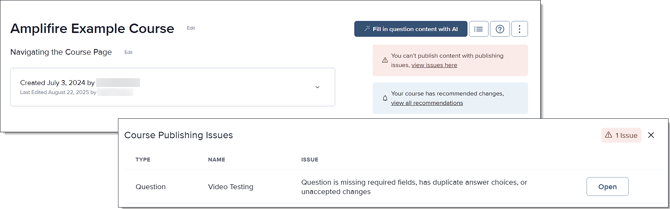 course outline page top panel and pub issues placard_knowledge base_navigating the course outline_2025-september-04_tje