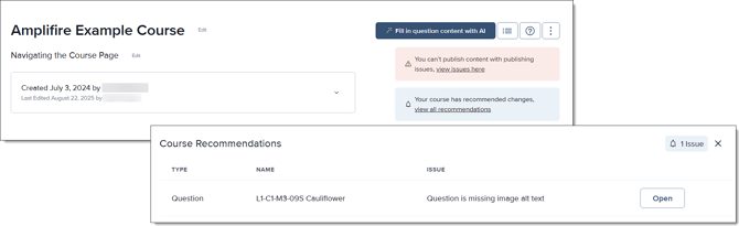 course outline page top panel recommended changes_knowledge base_navigating the course outline_2025-september-05_tje-1