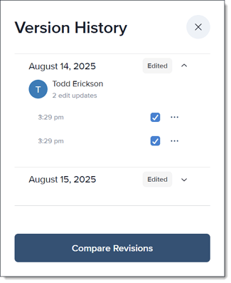 question page version history compare versions_knowledge base_using the question page icons_2025-august-21_tje