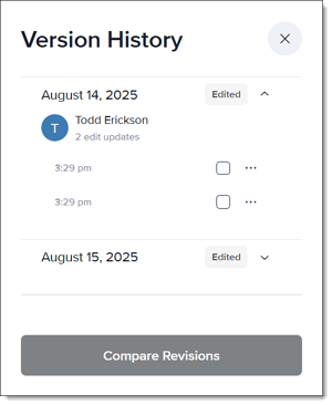 question page version history panel version detail_knowledge base_using the question page icons_2025-august-21_tje